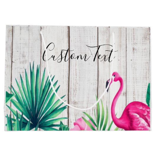 Tropische Floral roze Flamingo Familienaam Beach Groot Cadeauzakje (Achterkant)