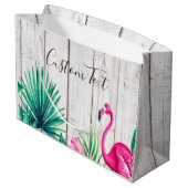 Tropische Floral roze Flamingo Familienaam Beach Groot Cadeauzakje (Achterkant Gekanteld)