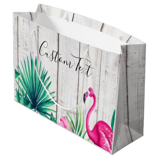 Tropische Floral roze Flamingo Familienaam Beach Groot Cadeauzakje (Achterkant Gekanteld)