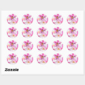 Tropische Floral roze Hawaii Beach Dank je Ronde Sticker (Vel)