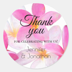 Tropische Floral roze Hawaii Beach Dank je Ronde Sticker