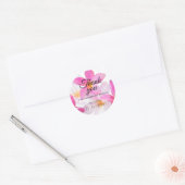 Tropische Floral roze Hawaii Beach Dank je Ronde Sticker (Envelop)