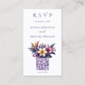 Tropische Floral-RSVP-QR-code Visitekaartje (Voorkant)