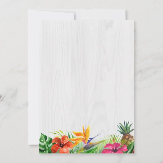 Tropische Floral Rustic Wood Flamingo Vrijgezellen Kaart (Achterkant)