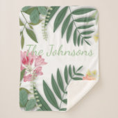 Tropische Floral Sherpa Deken (Voorkant)