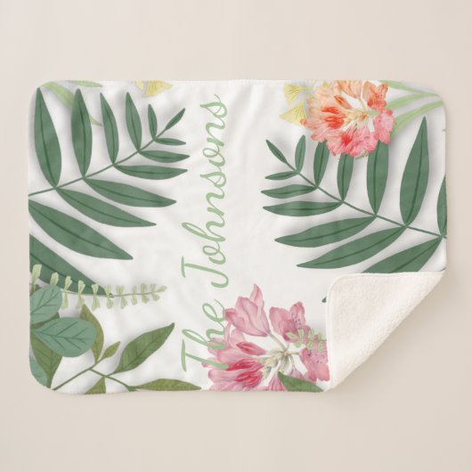 Tropische Floral Sherpa Deken (Voorkant (horizontaal))