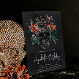 Tropische Floral Skull Halloween Birthday Party Kaart