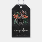 Tropische Floral Skull Halloween Cadeaulabel (Voorkant)