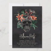 Tropische Floral Skull Halloween Party Kaart (Voorkant)