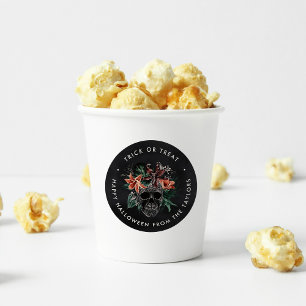 Tropische Floral Skull Halloween Trick or treat Ronde Sticker