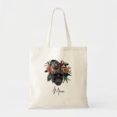 Tropische Floral Skull Persoonlijke Halloween Tote Bag (Voorkant)