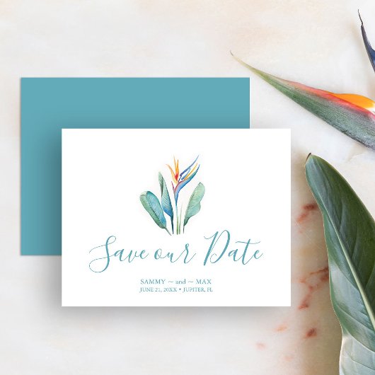 Tropische Floral sla de datum op Save The Date