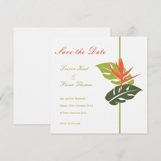 Tropische Floral sla de datum op Save The Date (Voorkant / Achterkant)