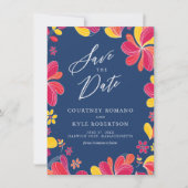Tropische Floral sparen de Datum Kaart (Voorkant)