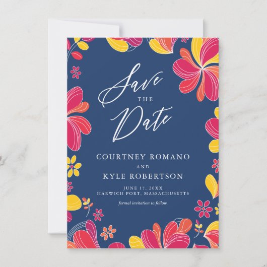 Tropische Floral sparen de Datum Kaart (Voorkant)