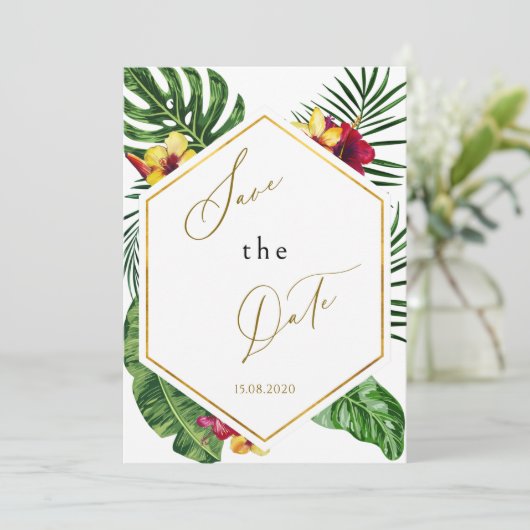 Tropische Floral sparen de Datum Kaart (Staand voorkant)