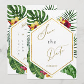 Tropische Floral sparen de Datum Kaart (Voorkant / Achterkant)
