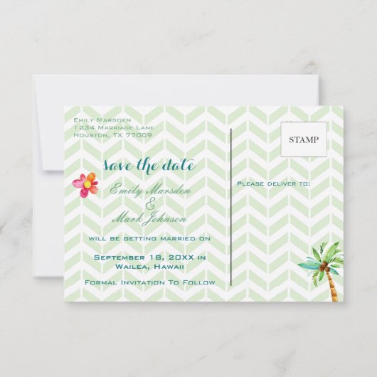 Tropische Floral sparen het Briefkaart van de Datu (Achterkant)