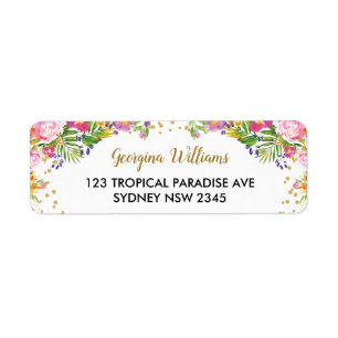 Tropische Floral Summer Aloha Return Address Label