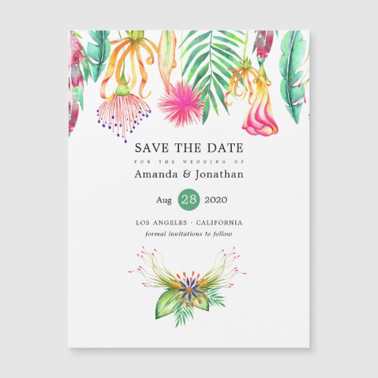 Tropische Floral Summer Beach Weddenschap Save the (Voorkant)