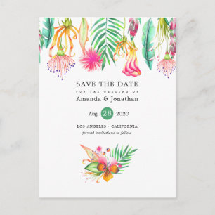 Tropische Floral Summer Beach Weddenschap Save the Aankondigingskaart