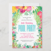 Tropische Floral Swimming Pool Party Birthday Kaart (Voorkant)