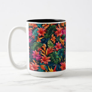 Tropische Floral Tweekleurige Koffiemok