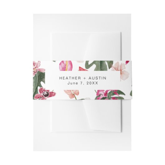 Tropische Floral Uitnodigingen Wikkel (Voorkant Voorbeeld)