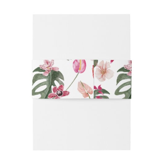 Tropische Floral Uitnodigingen Wikkel (Achterkant Voorbeeld)