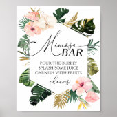 Tropische Floral Vrijgezellenfeest Mimosa Bar Poster (Voorkant)