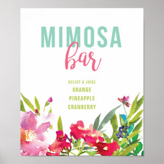 Tropische Floral Vrijgezellenfeest Mimosa Bar Poster