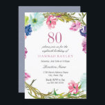Tropische Floral Waterverf 80th Birthday Invite Kaart<br><div class="desc">Tropische Floral Waterverf 80th Birthday Invite Bekijk passend collectie in Niche en nestwinkel</div>