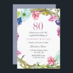 Tropische Floral Waterverf 80th Birthday Invite Kaart<br><div class="desc">Tropische Floral Waterverf 80th Birthday Invite Bekijk passend collectie in Niche en nestwinkel</div>