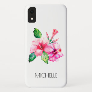 Tropische Floral Waterverf Hibiscus gepersonalisee Case-Mate iPhone Case