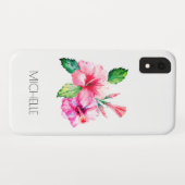 Tropische Floral Waterverf Hibiscus gepersonalisee Case-Mate iPhone Case (Achterkant (horizontaal))