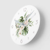 Tropische Floral Waterverf Palm Leaves en FLowers Ronde Klok (Hoek)