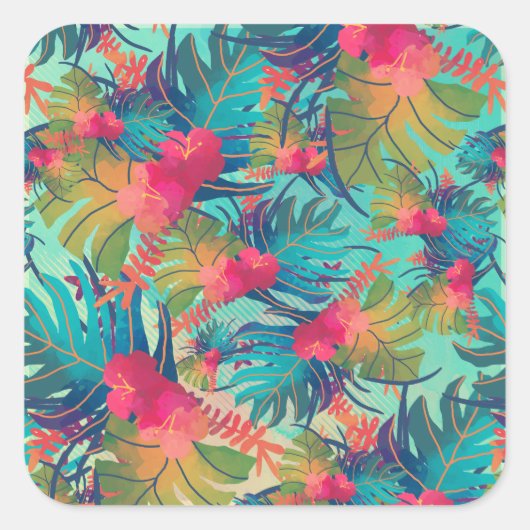 Tropische Floral Waterverf Sticker Seal (Voorkant)