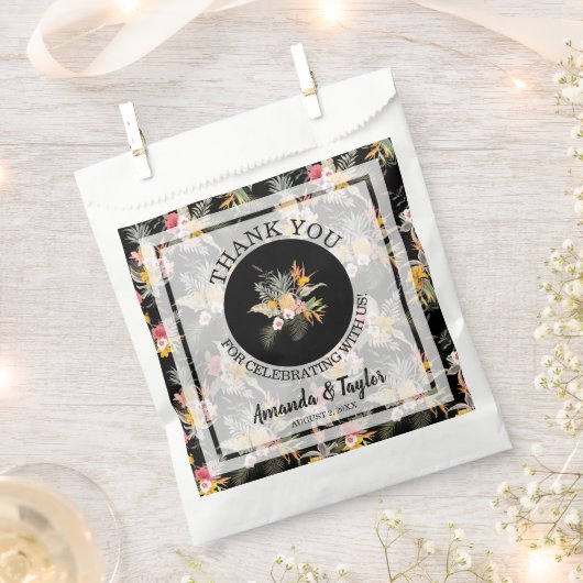 Tropische Floral Weddenschap Bedankt Bedankzakje (Geknipt)