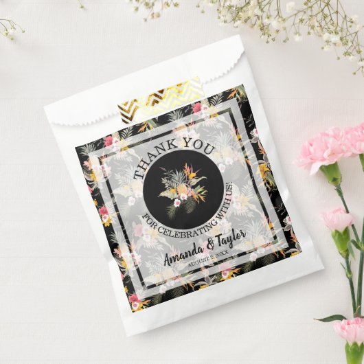 Tropische Floral Weddenschap Bedankt Bedankzakje (Gezegeld)