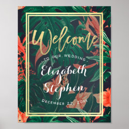 Tropische Floral Weddenschappen Ontvangen Welkomst Poster