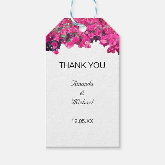 Tropische Floral Wedding Cadeaulabel (Voorkant)