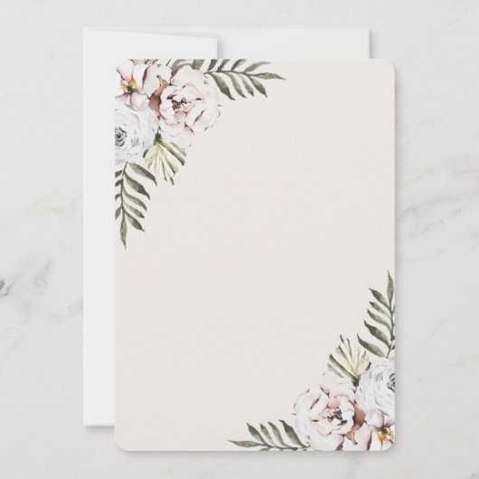 Tropische Floral Wedding Kaart (Achterkant)