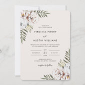 Tropische Floral Wedding Kaart (Voorkant)