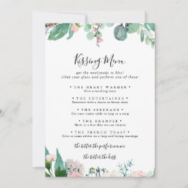 Tropische Floral Wedding Kissingmenu Spel Kaart