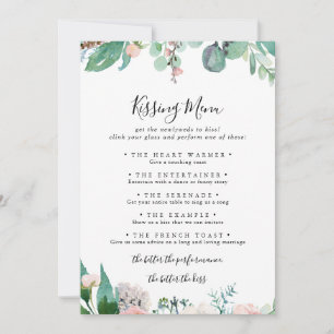 Tropische Floral Wedding Kissingmenu Spel Kaart