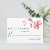 Tropische Floral Wedding Orchid RSVP Kaartje (Staand voorkant)