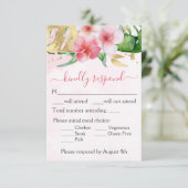Tropische Floral Wedding RSVP Kaartje (Staand voorkant)