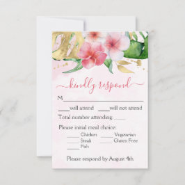 Tropische Floral Wedding RSVP Kaartje
