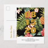 Tropische Floral Wedding Save the Date Briefkaart (Voorkant / Achterkant)