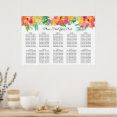 Tropische Floral Wedding Seating Chart Poster (Keuken)